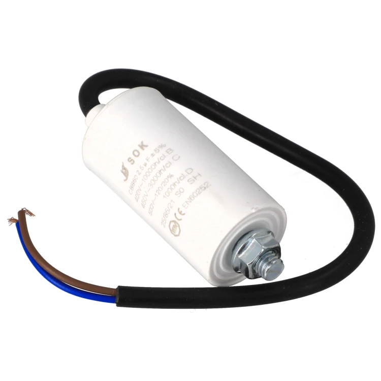 Kondensator rozruchowy silnika 2,5uF 450V z kablem - sam kondensator