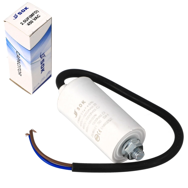 Kondensator rozruchowy silnika 2,5uF 450V z kablem