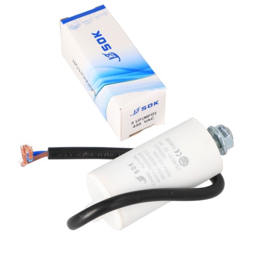 Kondensator rozruchowy silnika 5uF 450V z kablem
