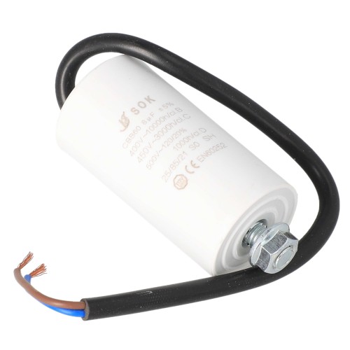 Kondensator rozruchowy silnika 8uF 450V z kablem - sam kondensator