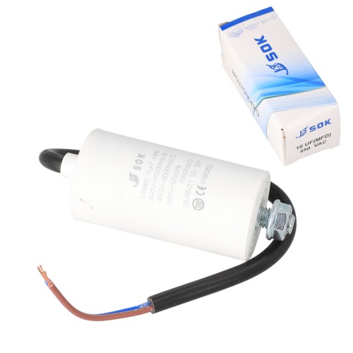 Kondensator rozruchowy silnika 10uF 450V z kablem wysokonapięciowy