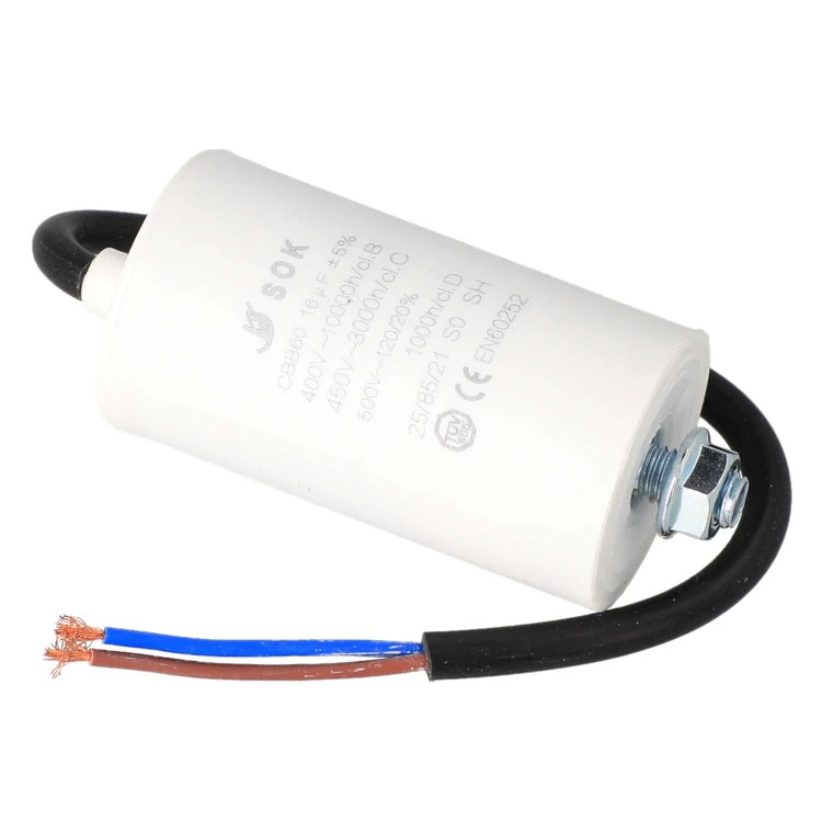Kondensator rozruchowy silnika 16uF 450V z kablem wysokonapięciowy - sam kondesator