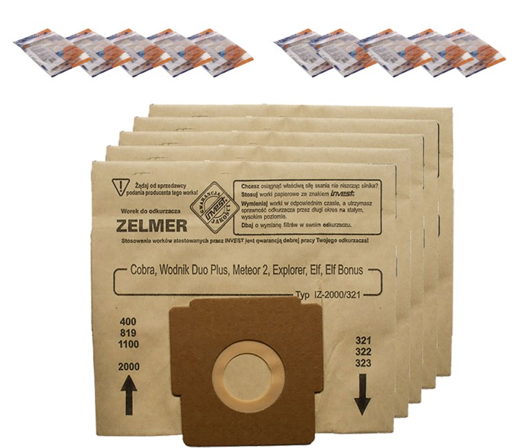 Worki do odkurzacza Zelmer Elf Odyssey Meteor2 Cobra 2000  papierowe 50szt