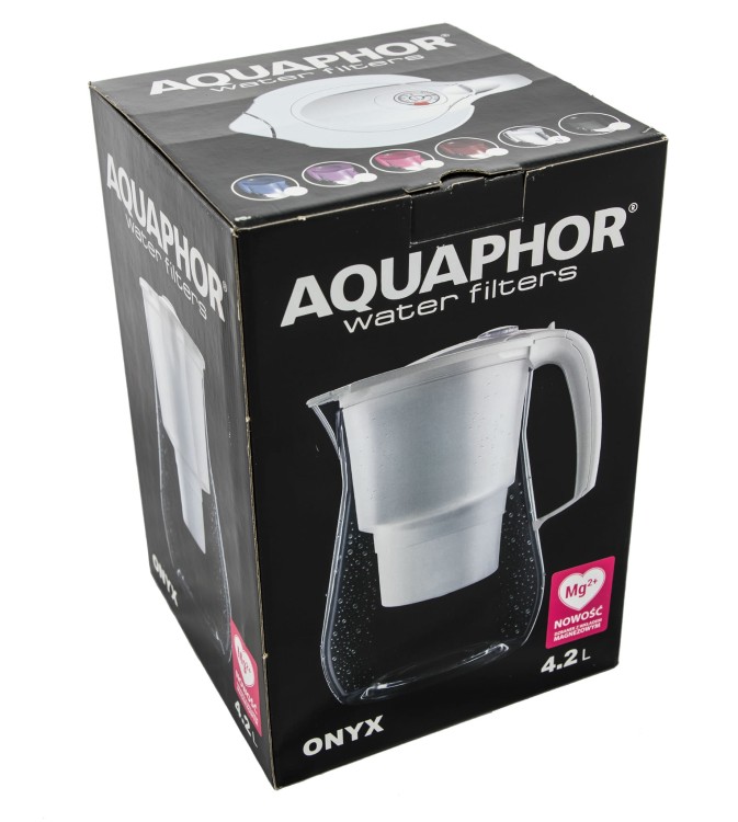 Dzbanek do wody Aquaphor biały Onyx 4.2l +1 filtr magnezowy opakowanie przód