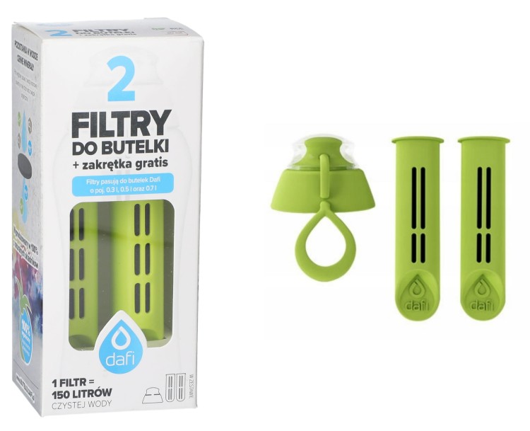 Filtr wody do butelki Dafi  zielony 2szt + gratis