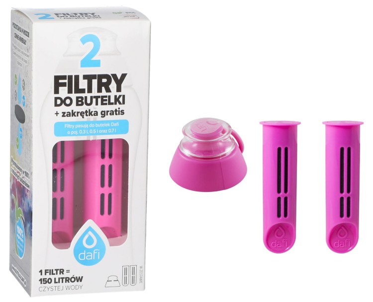 Filtr wody do butelki Dafi Soft Solid różowy flamingowy 2szt + opakowanie