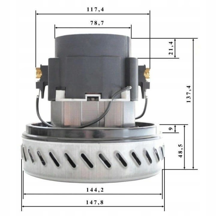 Silnik do odkurzacza Makita VC 2511 1000W wymiary