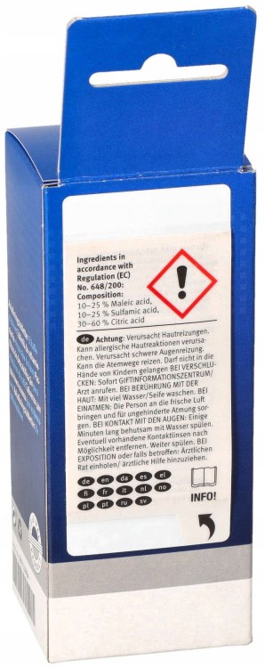 Tył  opakowania tabletek odkamieniających  Bosch