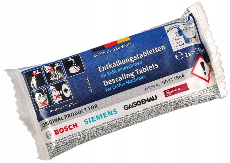 Fiolowe opakowania  tabletek odkamieniających  Bosch