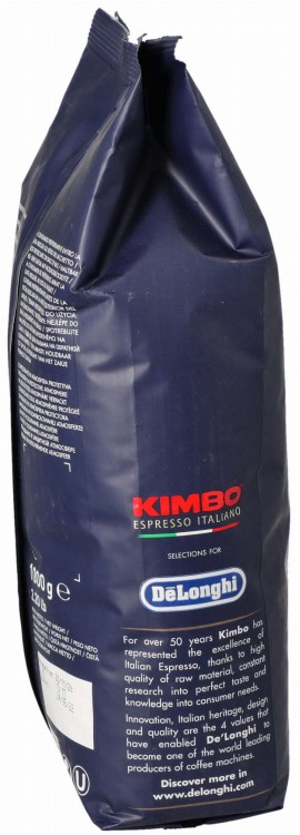 Kawa ziarnista Delonghi Espresso 100% Arabica  bok opakowania