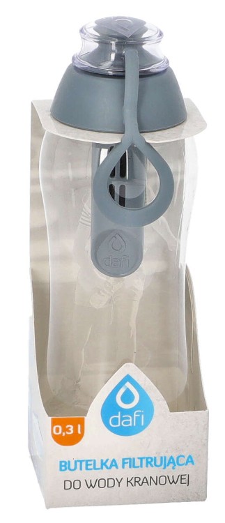 Butelka filtrująca do wody Dafi 0,3l szara + 1 filtr widok przód