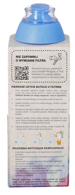 Butelka filtrująca do wody Dafi 0,3l niebieska + 1 filtr widok 2
