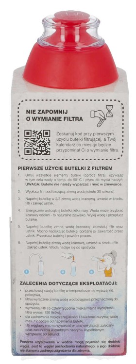 Butelka filtrująca do wody Dafi 0,3l czerwona + 1 filtr widok 2