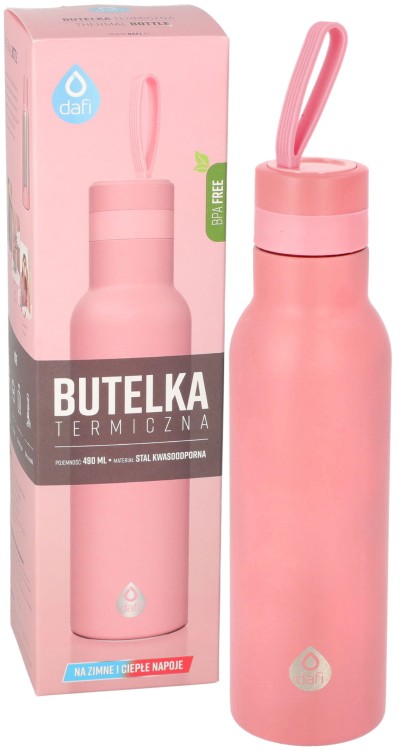 Butelka termiczna Dafi termos kubek 490 ml różana z opakowaniem