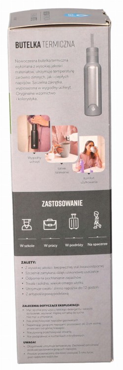 Butelka termiczna Dafi termos kubek 490 ml szara opakowanie widok 1