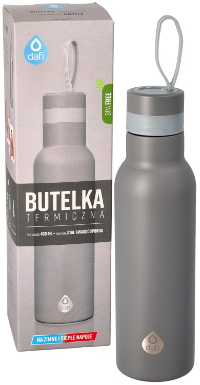 Butelka termiczna Dafi termos kubek 490 ml szara z opakowaniem
