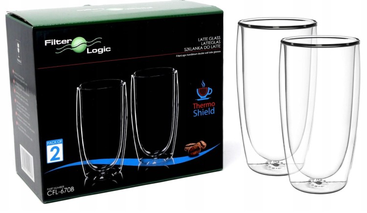 Zestaw szklanek termicznych do kawy Latte 370 ml CFL-670 2 szt z opakowaniem