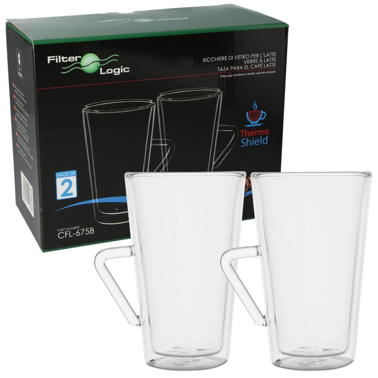 Szklanki termiczne do latte z uchwytem FilterLogic CFL-675B z opakowaniem