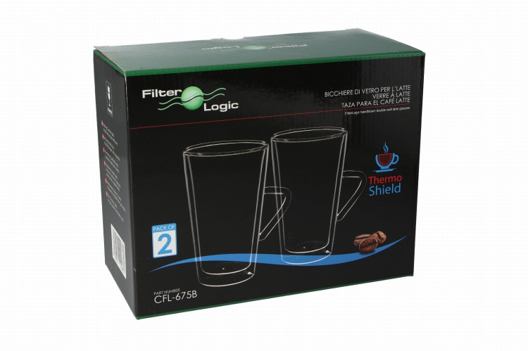 Szklanki termiczne do latte z uchwytem FilterLogic CFL-675B opakowanie