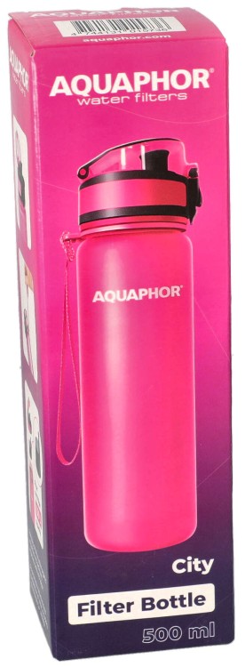 Butelka filtrująca do wody Aquaphor City różowa 500ml opakowanie1