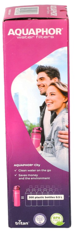 Butelka filtrująca do wody Aquaphor City różowa 500ml opakowanie3