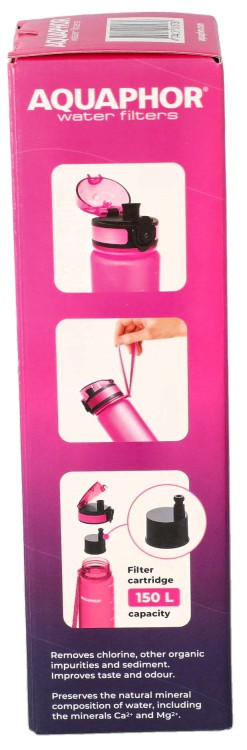 Butelka filtrująca do wody Aquaphor City różowa 500ml opakowanie5