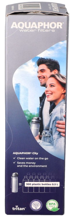 Butelka filtrująca Aquaphor City szara 500ml opakowanie widok3