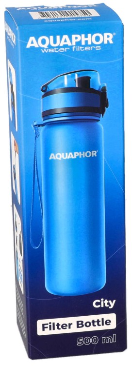 Butelka filtrująca Aquaphor City niebieska 500ml opakowanie widok1