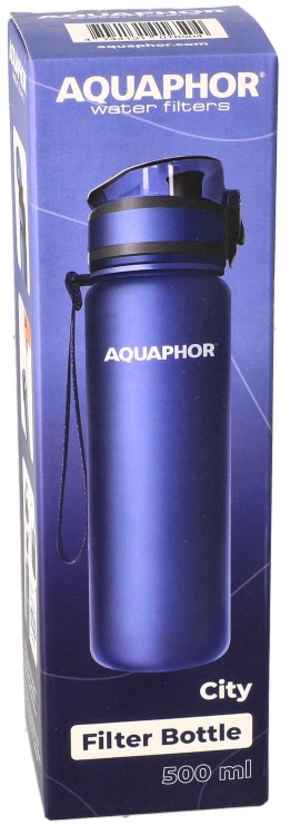 Butelka filtrująca Aquaphor City granatowa 500ml opakowanie widok1