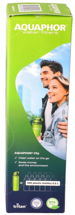 Butelka filtrująca do wody Aquaphor City limonkowa 500ml opakowanie widok3