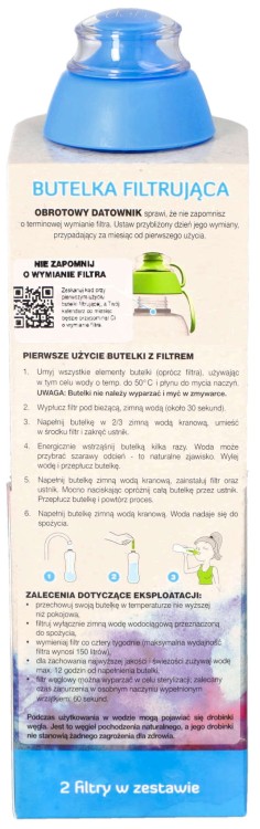 Butelka filtrująca do wody Dafi Soft 0,5L + 2 filtry niebieska widok1