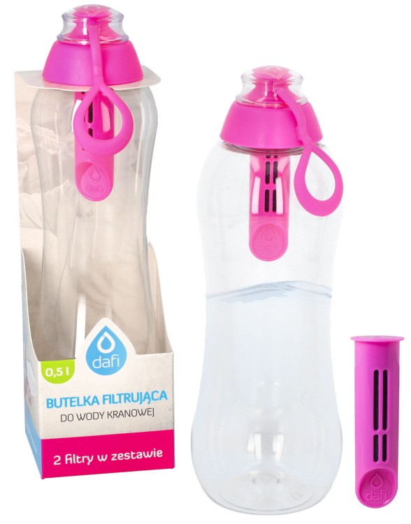 Butelka filtrująca do wody Dafi Soft 0,5L + 2 filtry flamingowa