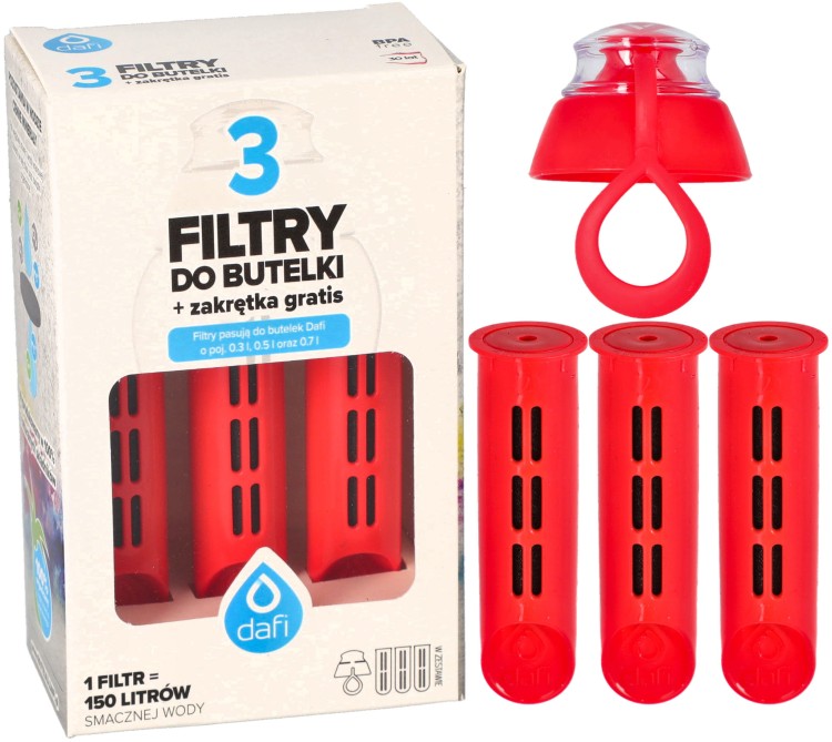 Filtr wody do butelki Dafi Soft Solid makowy 3szt + nakrętka
