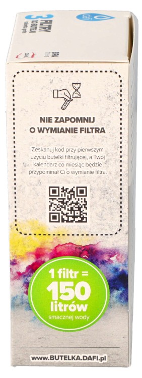 Filtr wody do butelki Dafi Soft Solid niebieski 3szt + nakrętka opakowanie widok3