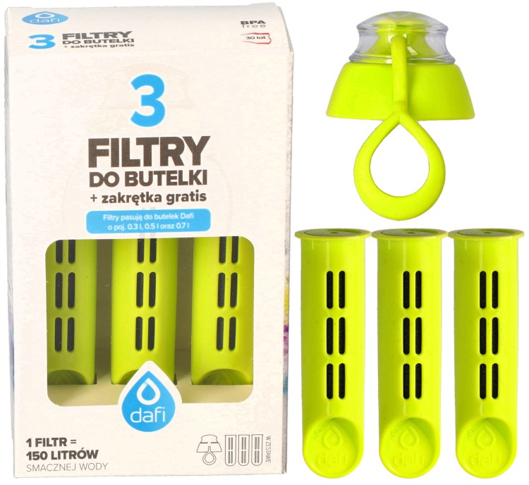 Filtr wody do butelki Dafi Soft Solid limonkowy 3szt + nakrętka