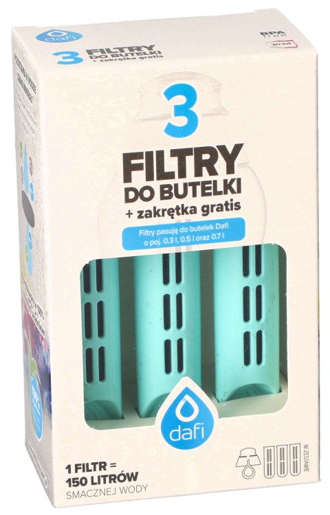 Filtr wkład filtrujący do butelki Dafi Soft Solid miętowy 3szt + nakrętka opakowanie widok1