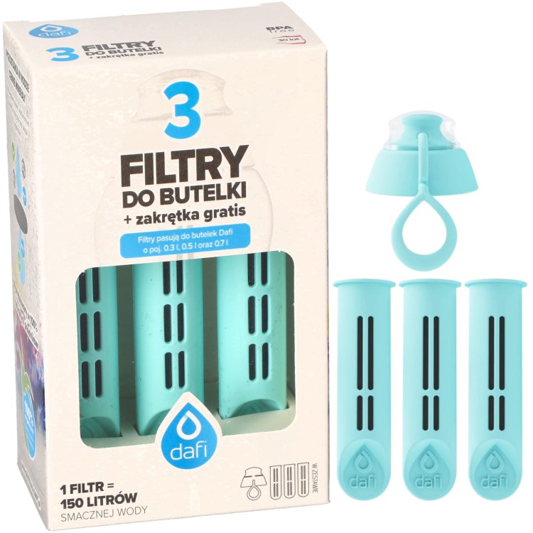 Filtr wkład filtrujący do butelki Dafi Soft Solid miętowy 3szt + nakrętka