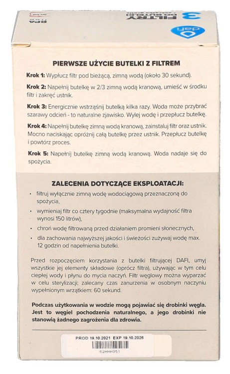 Filtr wody do butelki Dafi Soft Solid cytrynowy 3szt + nakrętka opakowanie widok2