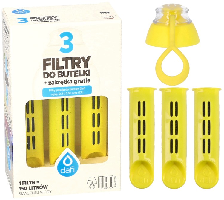 Filtr wody do butelki Dafi Soft Solid cytrynowy 3szt + nakrętka