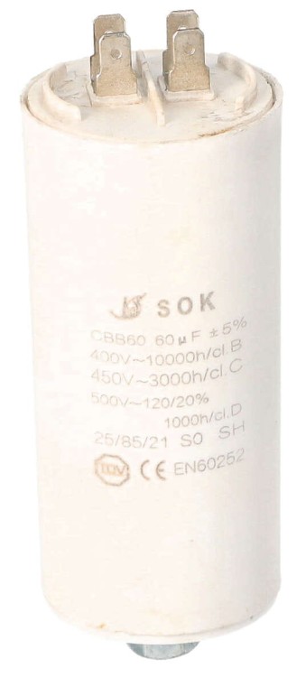 Kondensator rozruchowy do silnika 60uF 450V CBB60 widok1