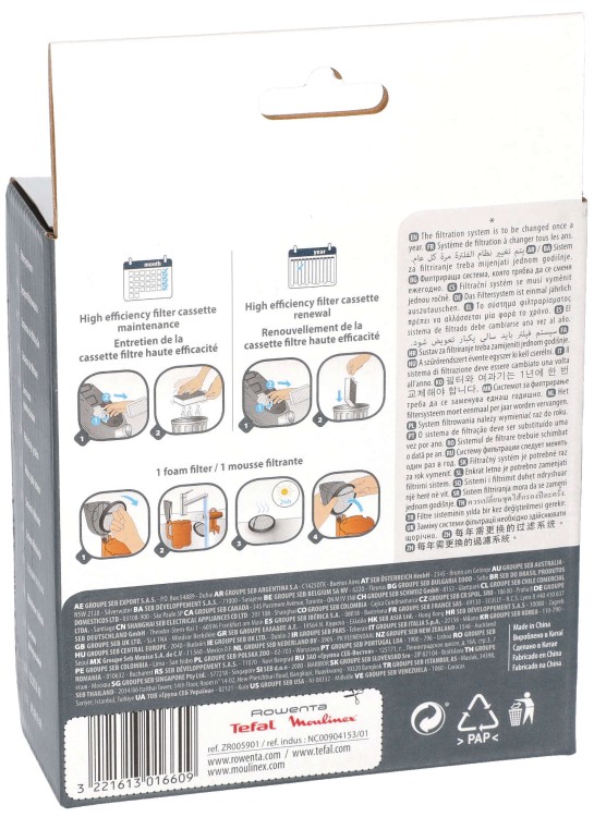 Filtr hepa Rowenta Tefal Compact Power Cyclonic ZR005901 2szt opakowanie widok3