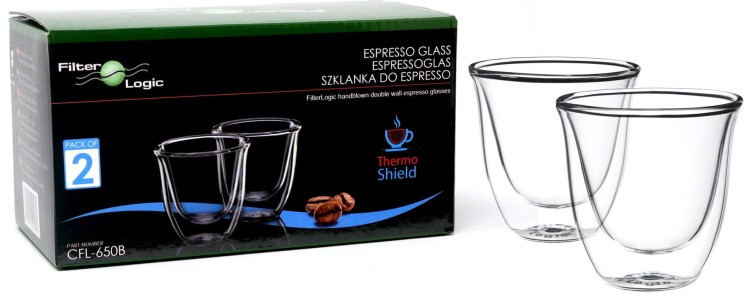 Szklanki termiczne do kawy espresso 2 szt 70ml CFL-655 z opakowaniem