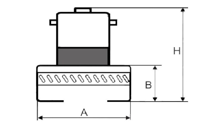 Silnik odkurzacza MPM Bora MOD-02 MOD-03 1500W N-140-24 wymiary