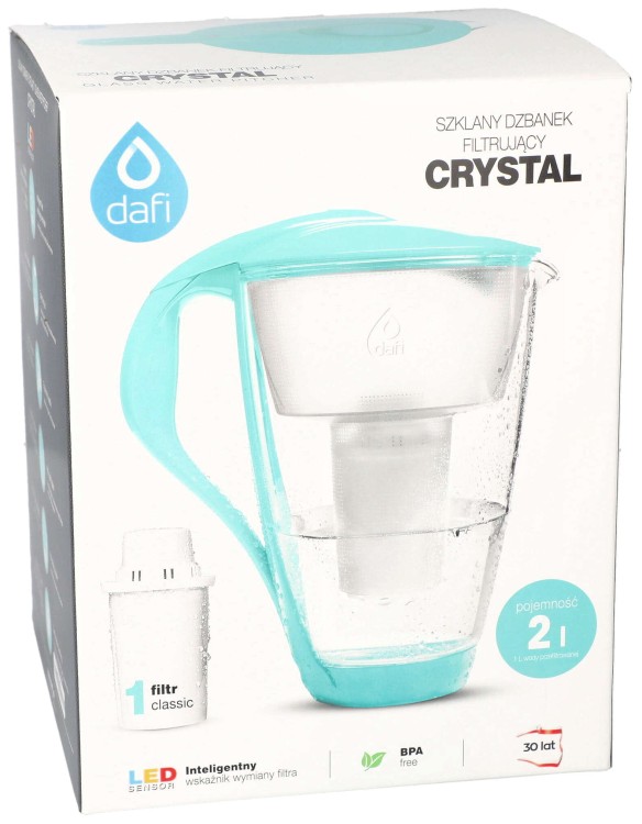 Opakowanie Dzbanka filtrującego  Dafi crystal led szklany miętowy z filtrem classic