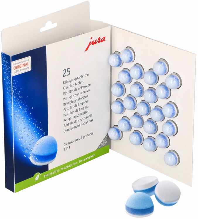 Tabletki czyszczące do ekspresów Jura 3w1 25 szt oryginalne