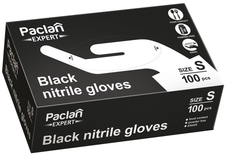Rękawiczki gumowe nitrylowe bezpudrowe rozmiar S Paclan 37886 100szt opakowanie