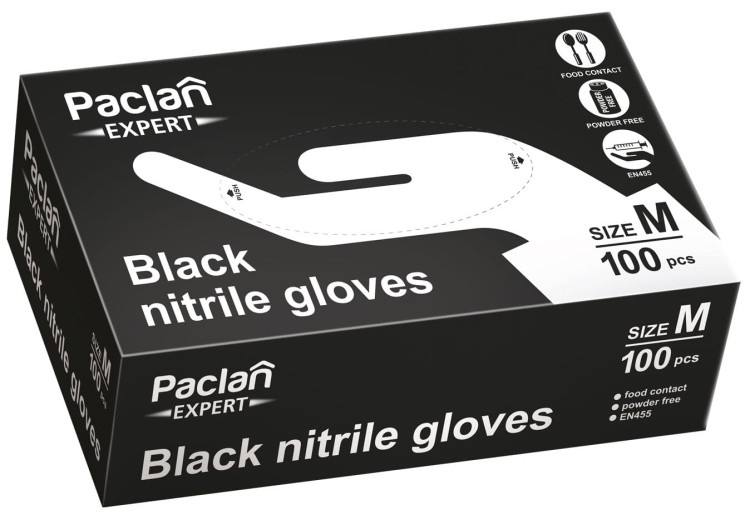 Rękawiczki gumowe nitrylowe bezpudrowe rozmiar M Paclan 37893 100szt opakowanie