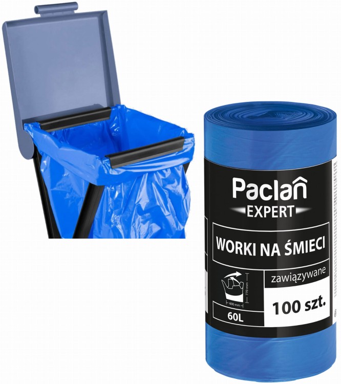 Worki do segregacji śmieci Paclan 60L 100szt mocne 37800