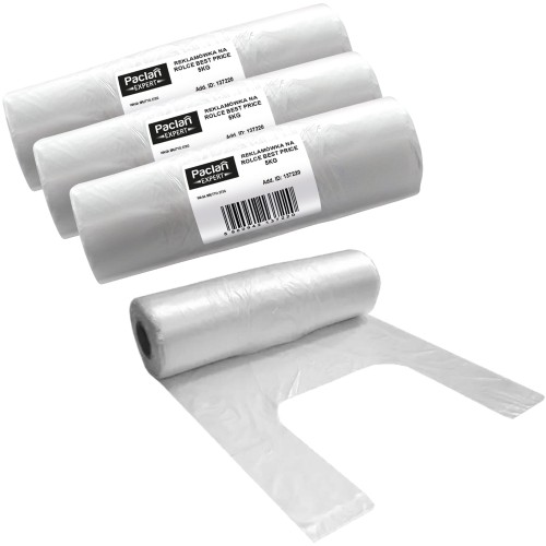 Reklamówki foliowe na rolce mocne do 5 kg Paclan 37220 x3