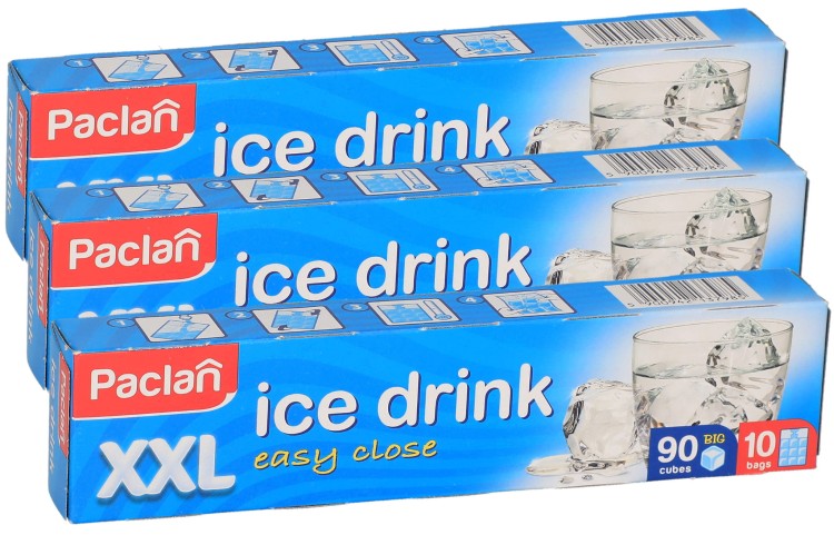 Woreczki na lód do drinków napojów Paclan 90 szt XXL x3